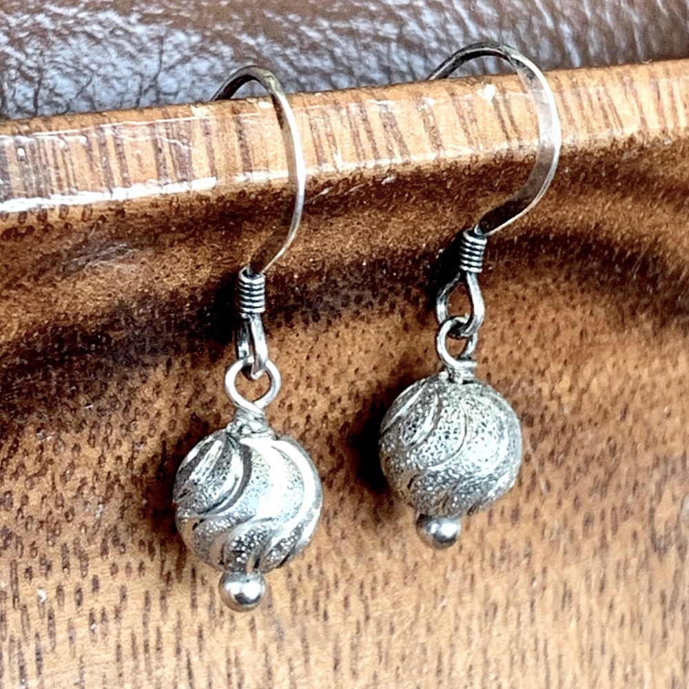 Sterling Silver Ball Drop Earrings